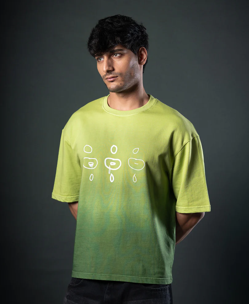 T-Shirt Green Ombre Print T-Shirt 100% Cotton