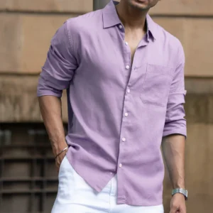 Light Lilac Linen Blend Shirt