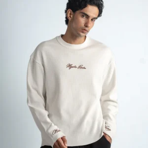 White Embroidered Structure T-Shirt